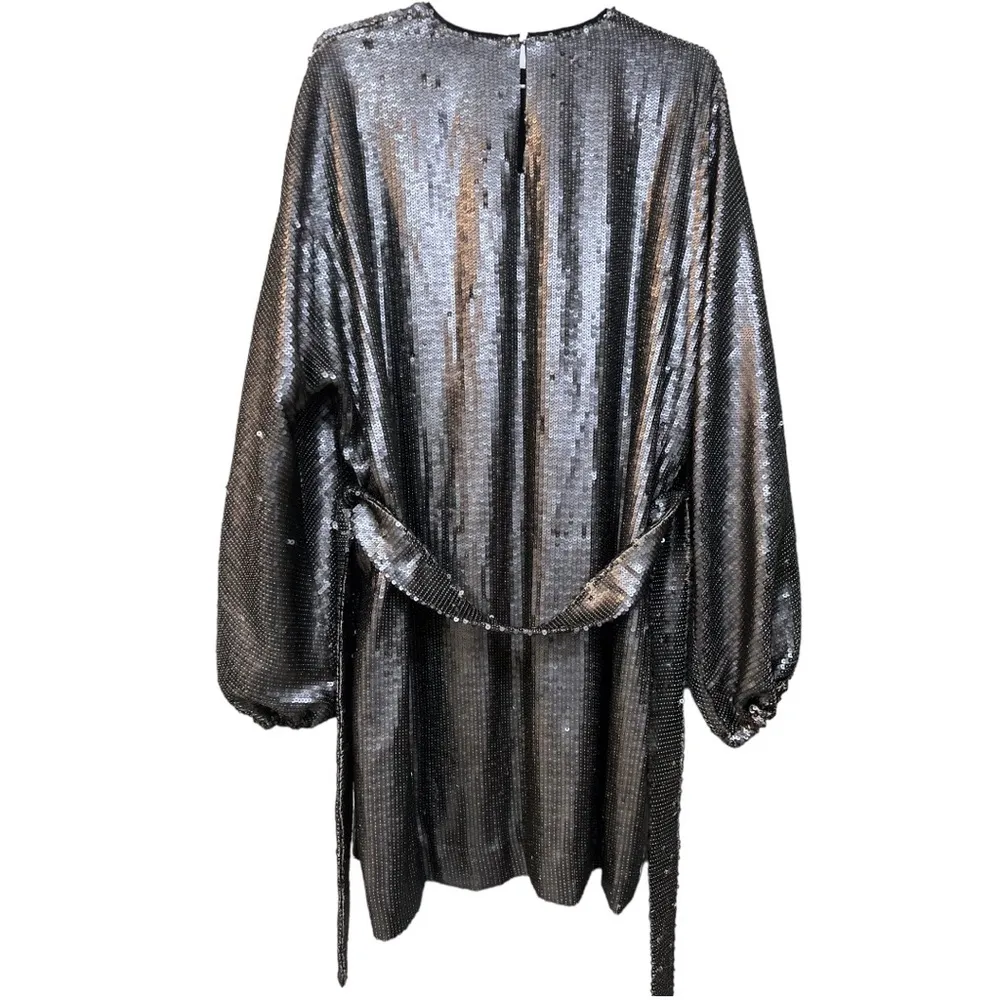 NWT ANINE BING Angie Sequin Long Sleeve Belted Shift Dress in Size Small - Image 13