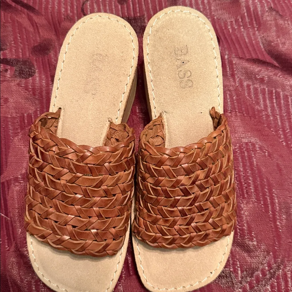 Bass Brown Woven Slide Sandals plataforma Size 6.5 - Image 5