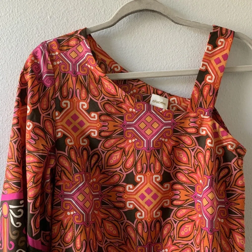 Chico's Womens Size Small Multicolor Artsy Print One Shoulder Blouse Top - Image 2