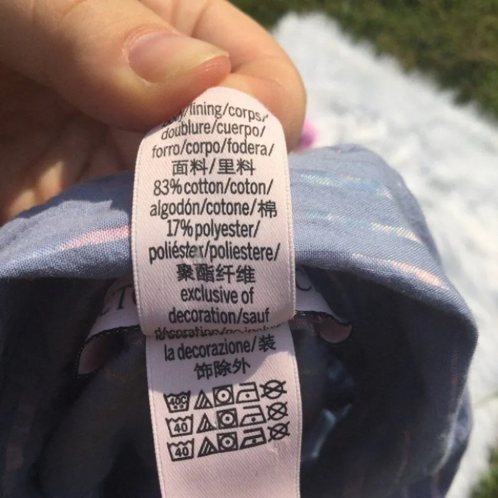 Victoria Secret Blue Iridescent Bed Shirt Long Size Medium M Striped Stripes - Image 11