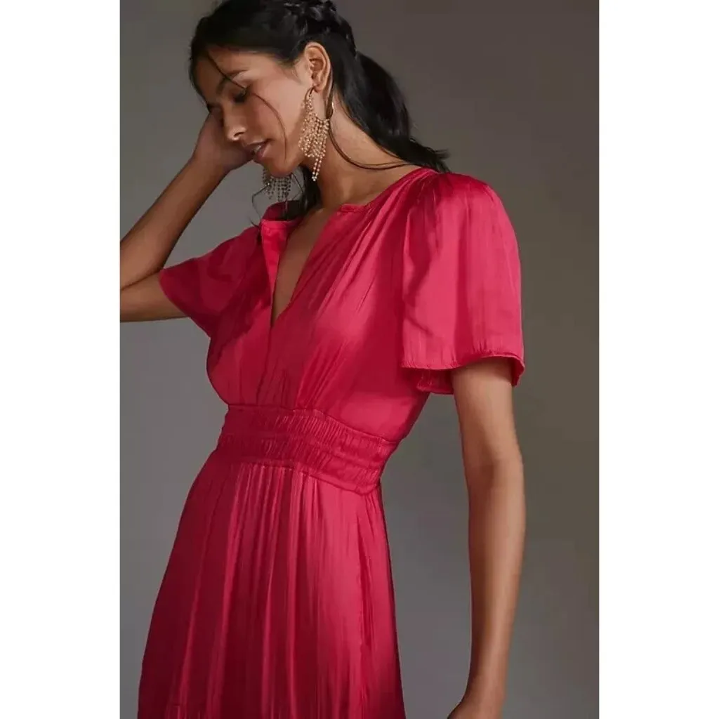 NWT by Anthropologie The Somerset Maxi in Pink Lumensilk Edition Dress XL - Image 2