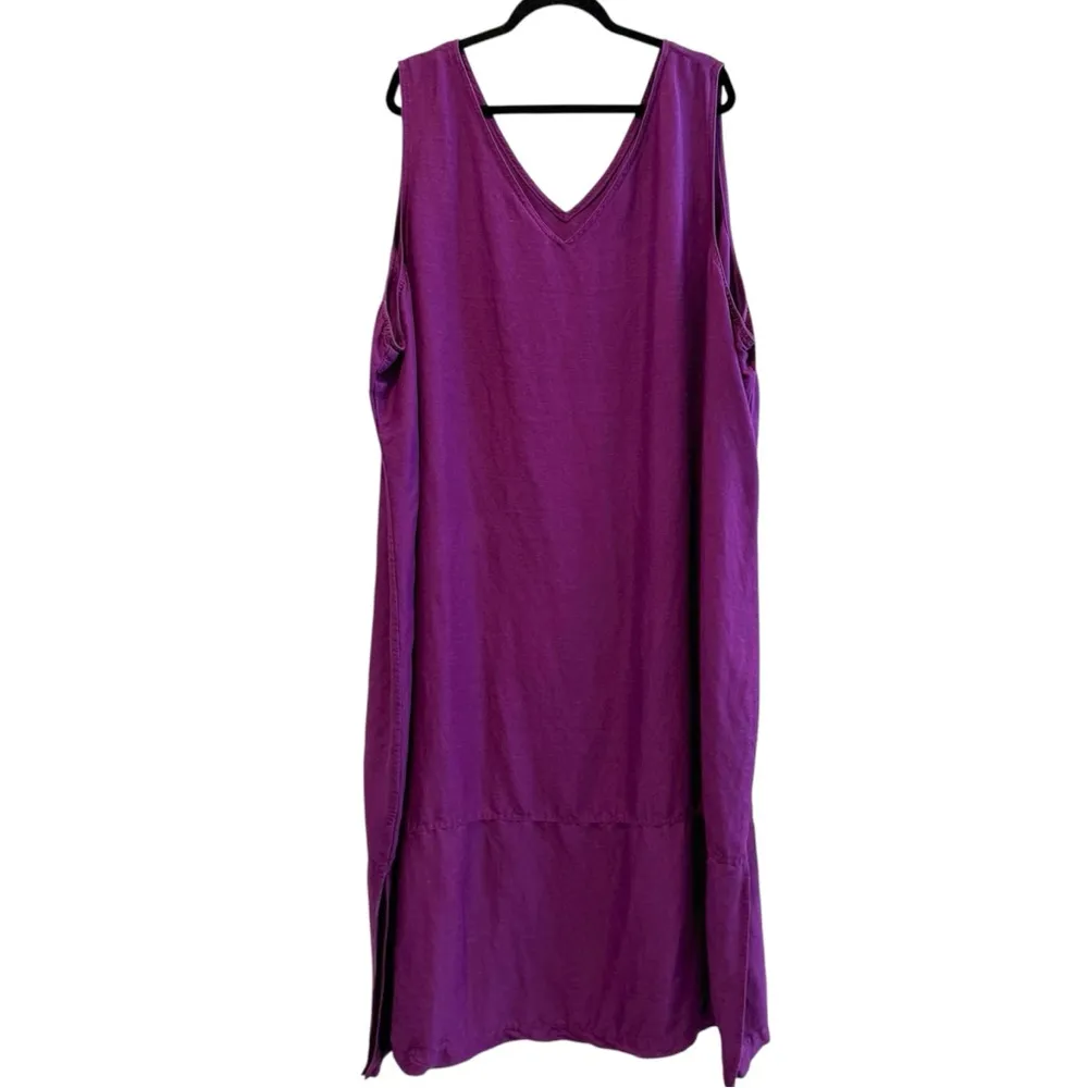 Avenue Linen Blend A Line Sleeveless Maxi Dress Summer Eggplant Purple Size 32 - Image 4