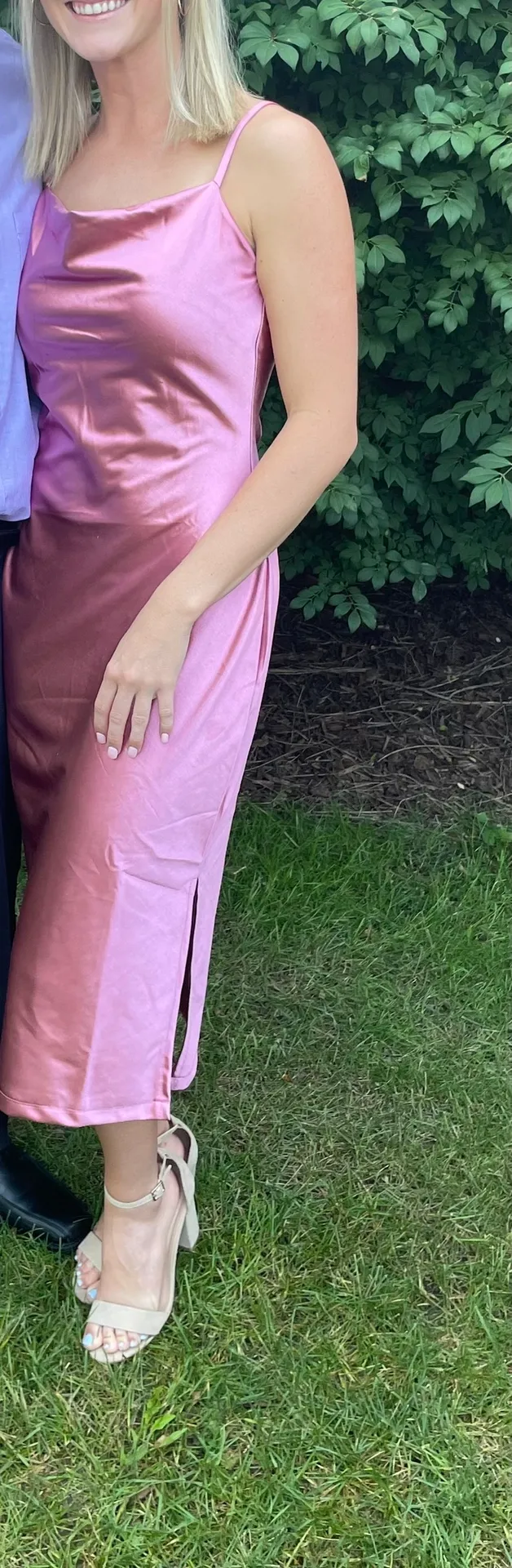Amazon Pink Satin Midi Dress - Image 3