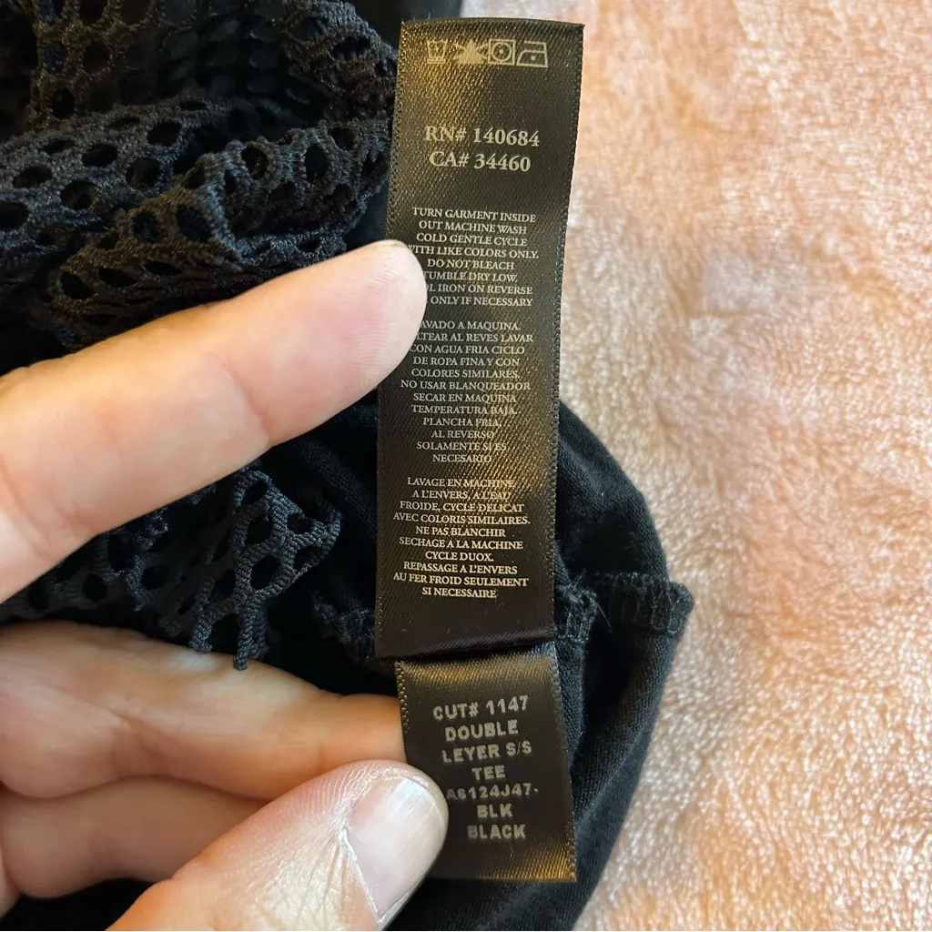 Koral black double layer short sleeve top with mesh lining size S athleisure - Image 7