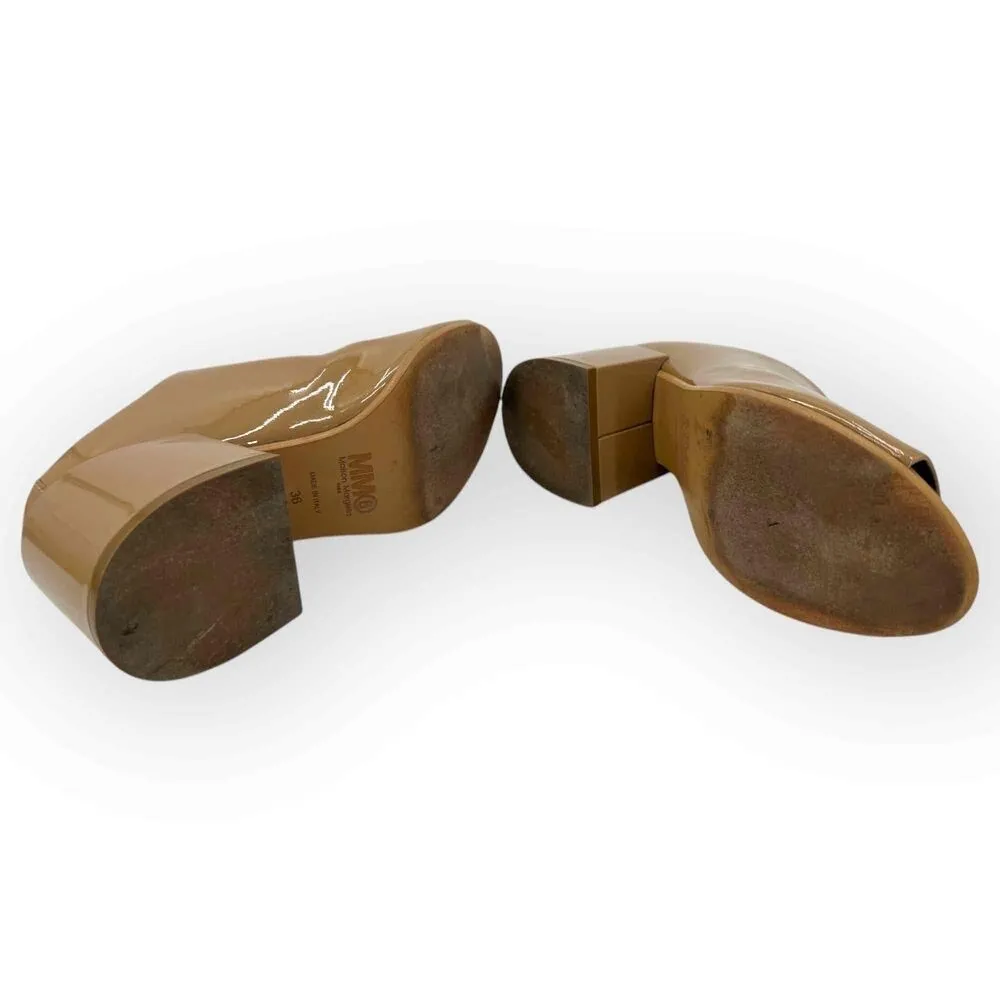 MM6 Maison Martin Margiela Beige Cube Heel Mules Tan Size 5 - Image 8