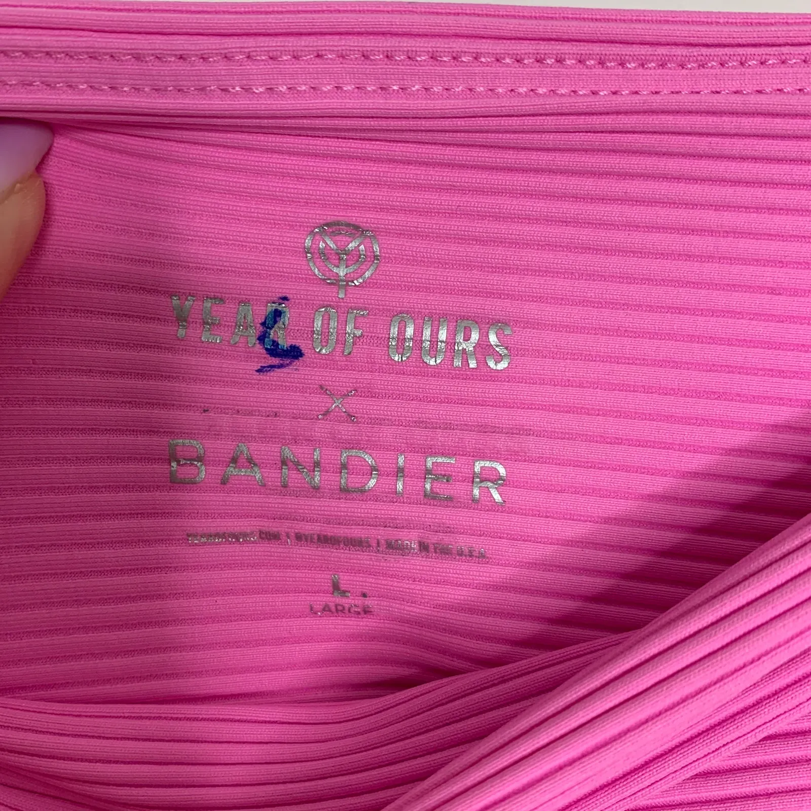 Year of Ours Bandier Rib Leggings Hot Pink Womens XL - Image 13