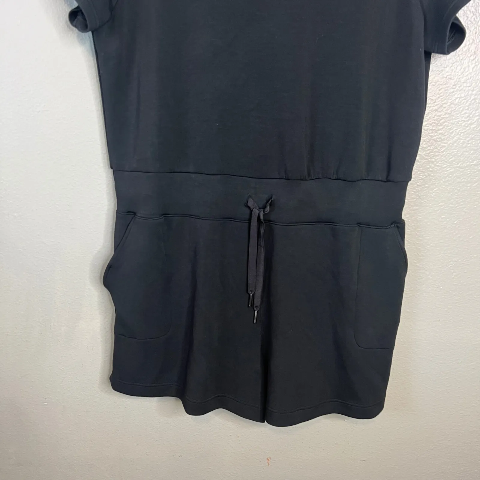 SPANX Airluxe Short Romper Plus Size 2X Stretch Solid Black Keyhole Romper Soft! - Image 3