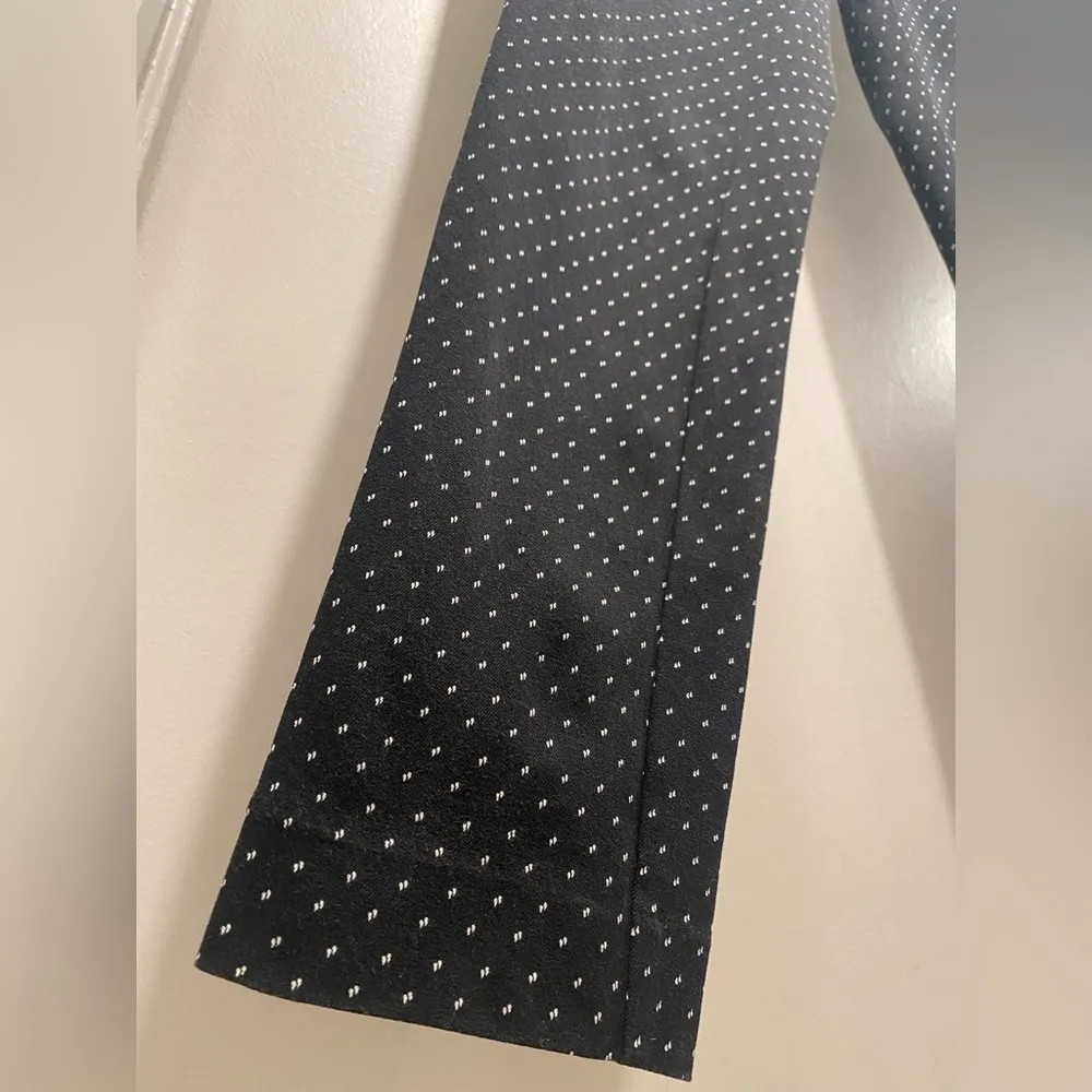 Mid-Rise Black & White Printed Work Skinny Straight Leg Pants Slacks - Image 4