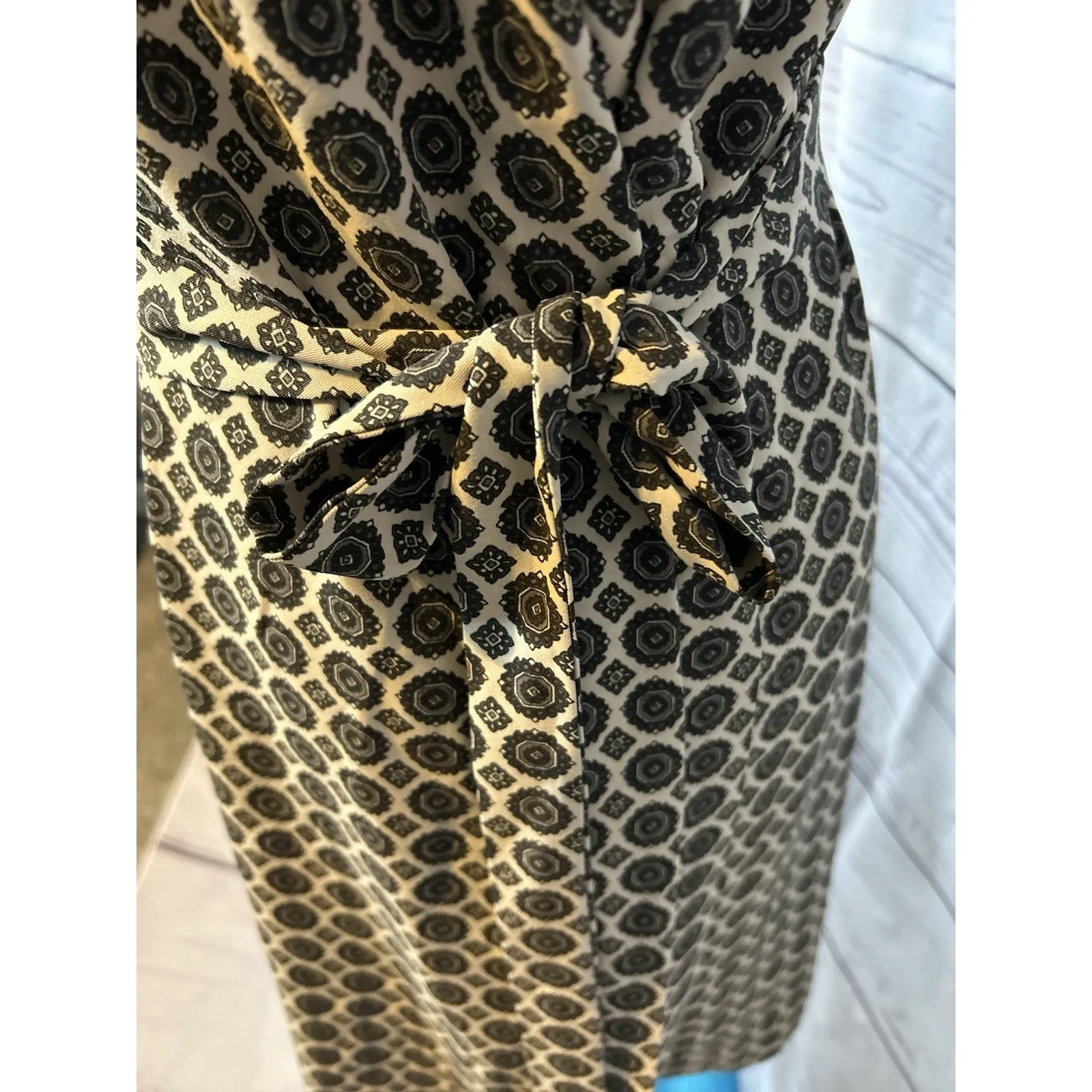 NWT Ann Taylor Loft Maternity Geometric Popover Shirt Dress Gray Black Small - Image 10