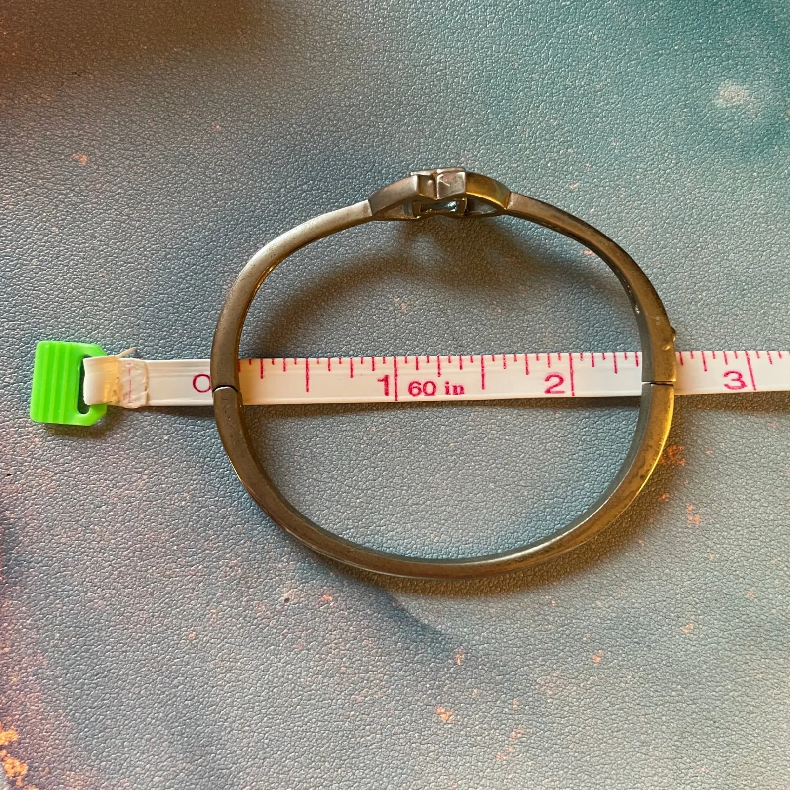 Silver Tone Gemstone Bangle Bracelet Modern Geometric Womens Boho Chic Retro Y2K - Image 6