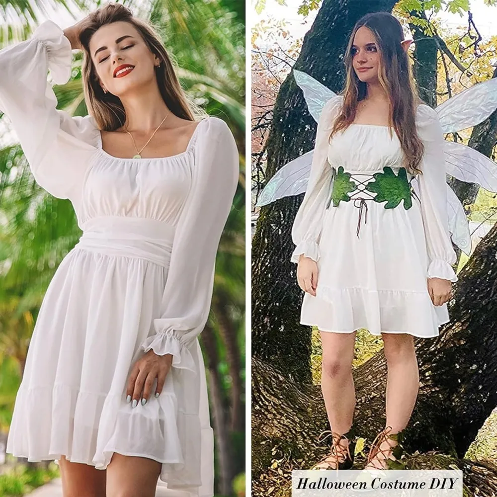 EXLURA Women A line Casual Mini Ruffle Flare Dress - Image 3