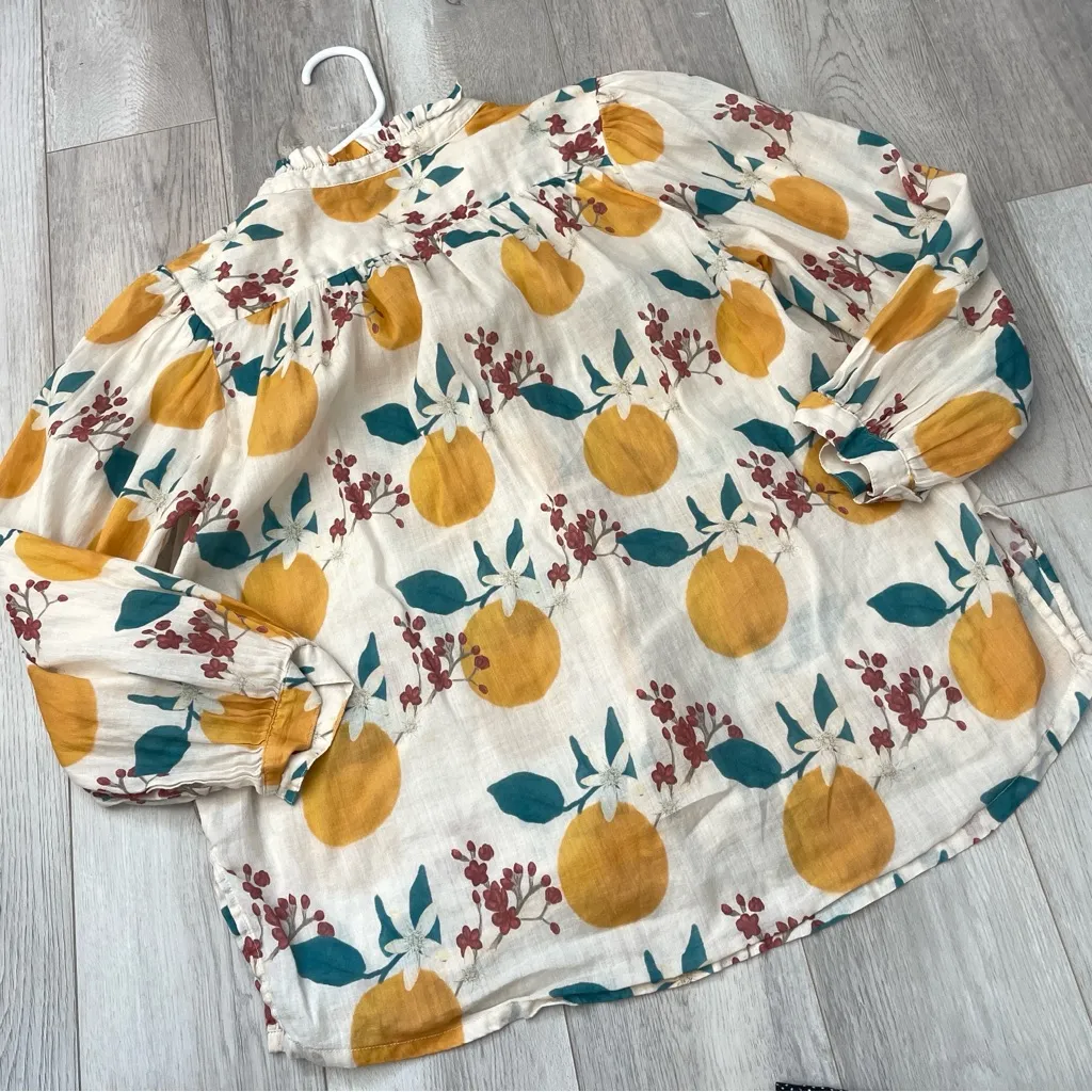 Trovata Quincy Blouse orange fruit womens Beige (small) peasant boho casual - Image 5