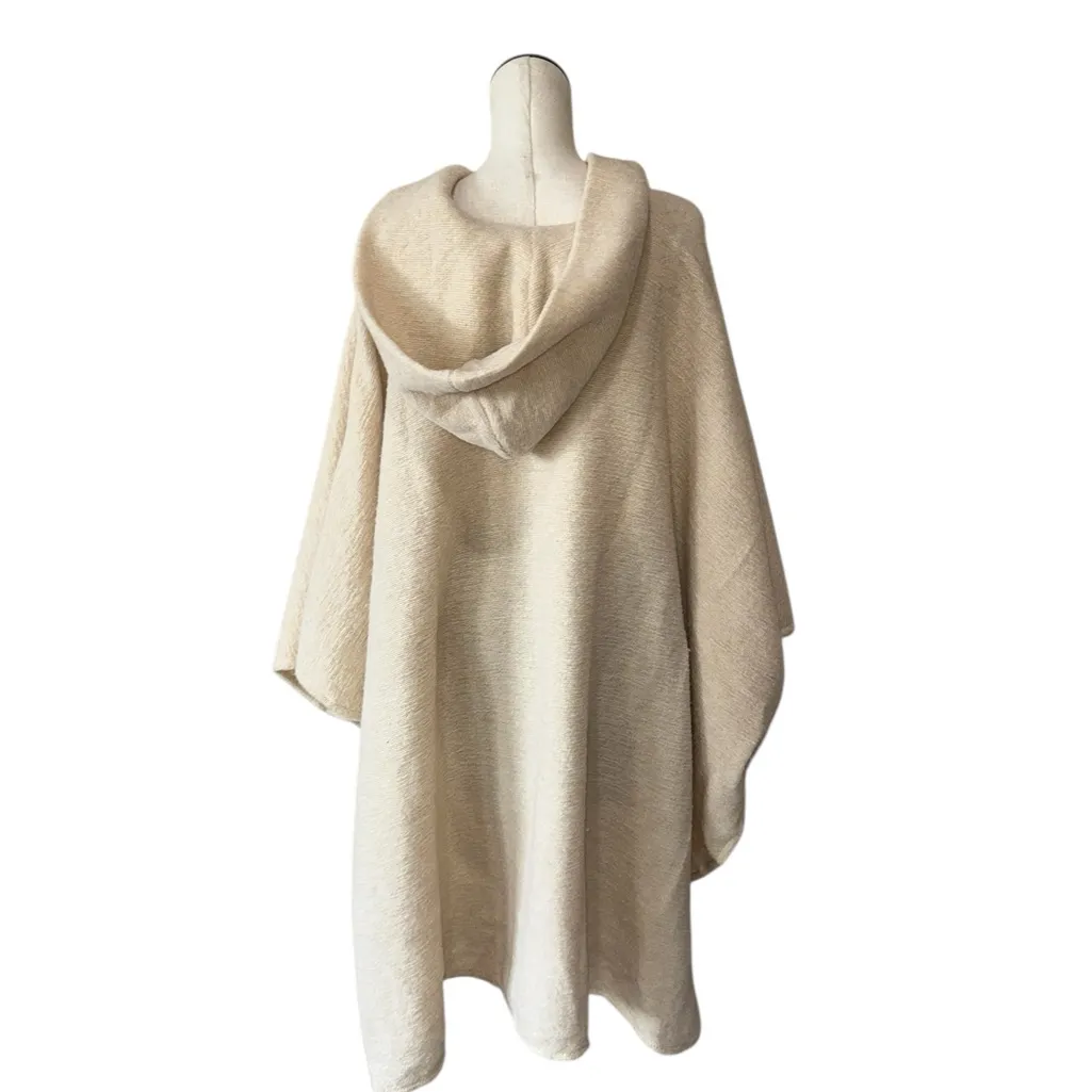 NWT ZARA Bloggers Fave Hooded Poncho Sweater Jacket Pockets Beige Medim Wool - Image 9