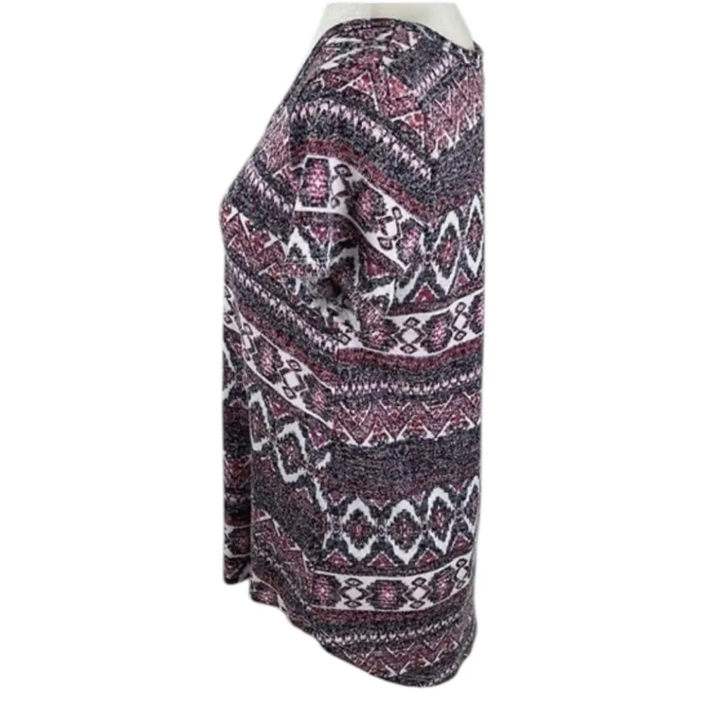 Absolutely Famous Aztec Print Short Sleeve Top Size M - Image 3