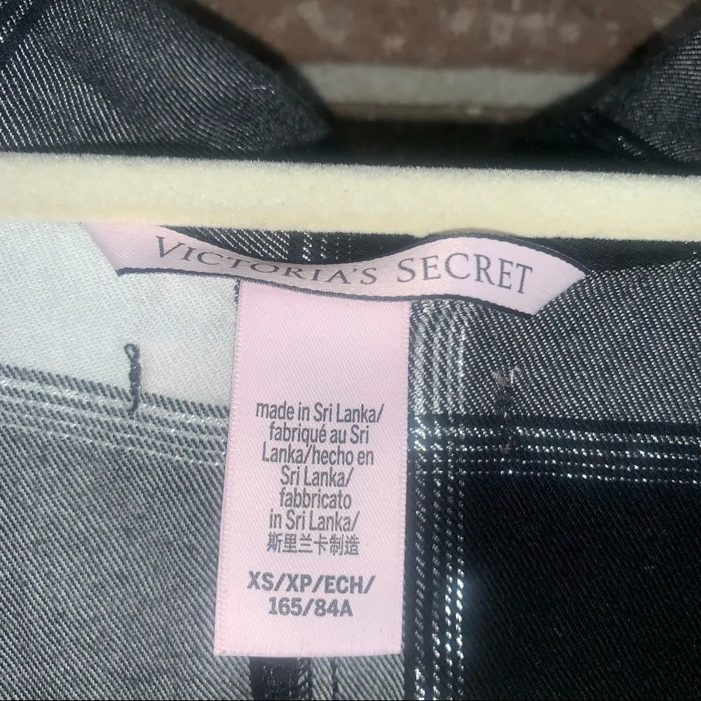 Victoria's Secret Flannel Romper Black White Buffalo Plaid Pajamas - Image 4