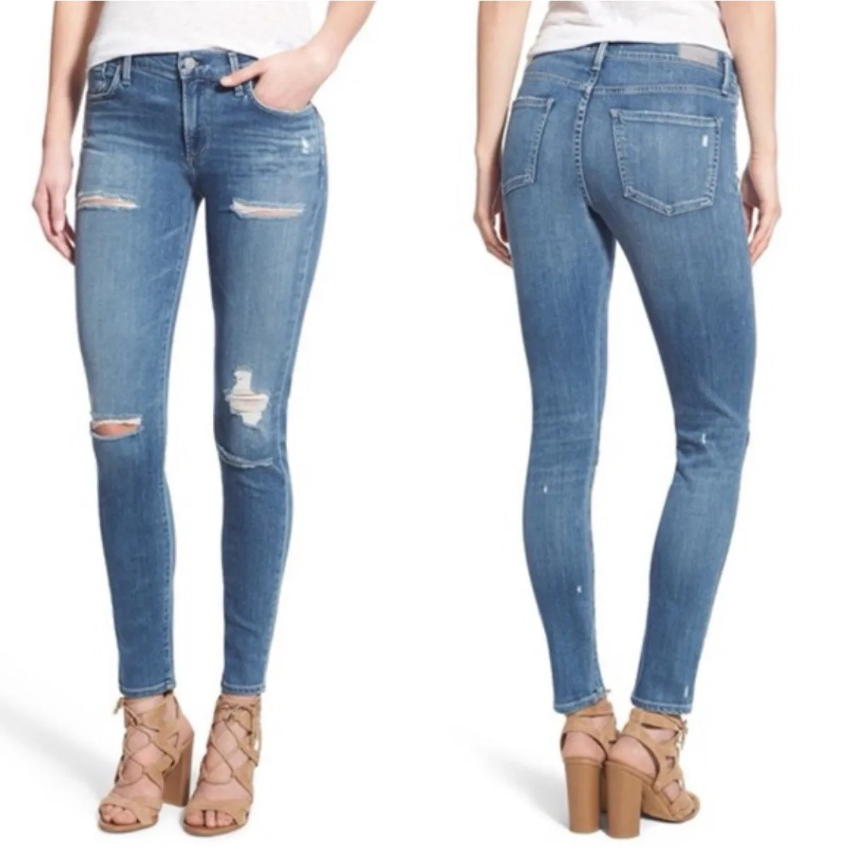 A Gold E Sophie‎ High Rise Jeans 26 Distressed Stretch Denim In Cannes Revolve - Image 4