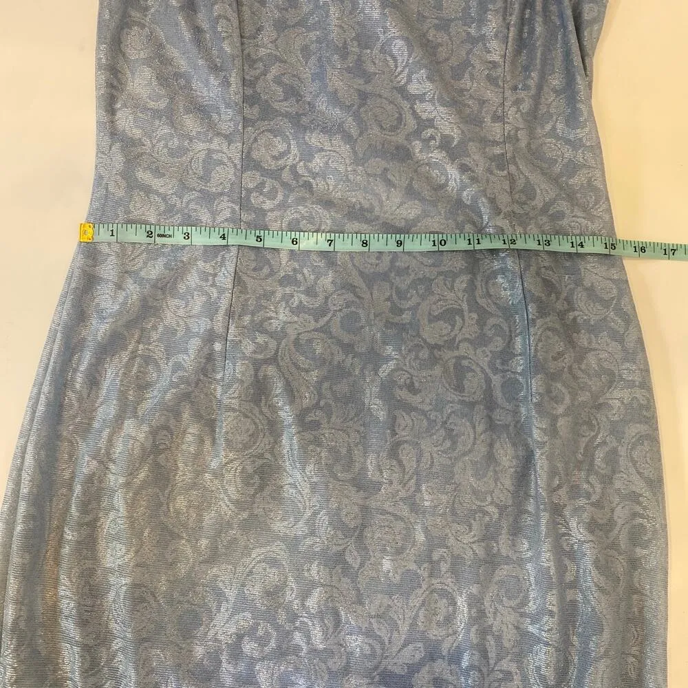 Jessica McClintock Gunne Sax Sleeveless Maxi Blue Silver Dress Vintage Sz Sm - Image 14