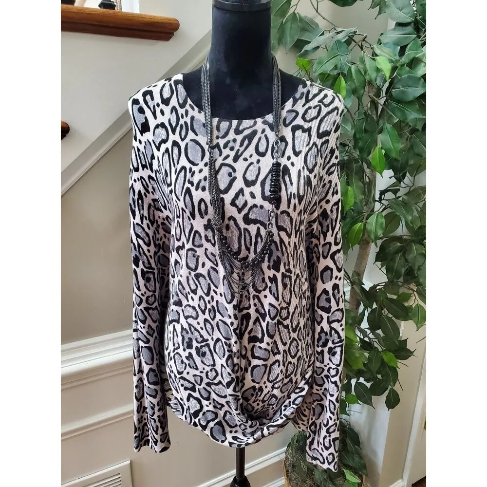 EST. 1946 Snake Print Gray Rayon Round Neck Long Sleeve Pullover Sweater 20W - Image 2
