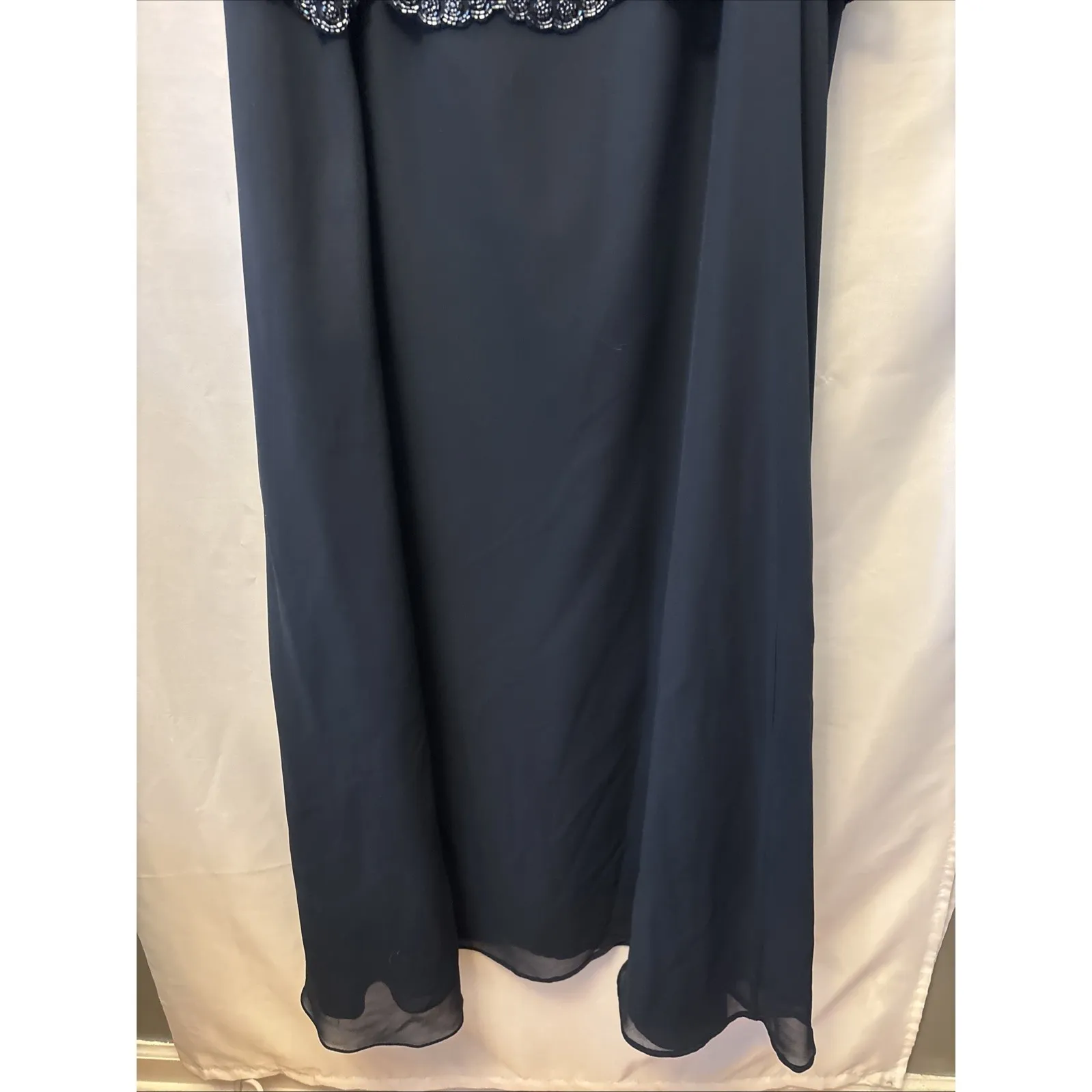 J Kara Mother of the Bride Beaded Jacket Dress Size 16 Navy Blue No Jacket - Image 4