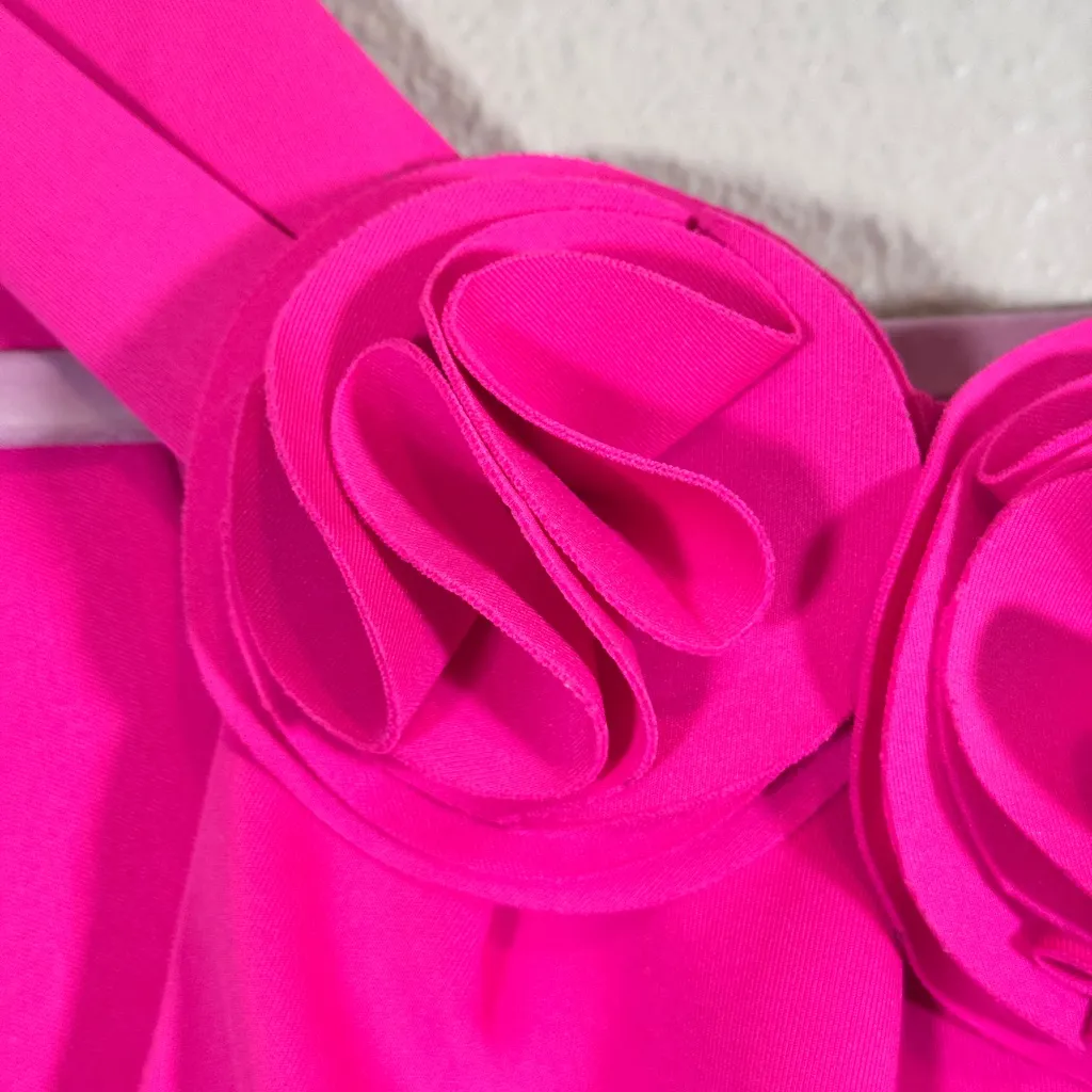 Jason Wu Hot Pink Ruffled Mini Sheath Dress Womens L Quiet Luxury Formal Classic - Image 9