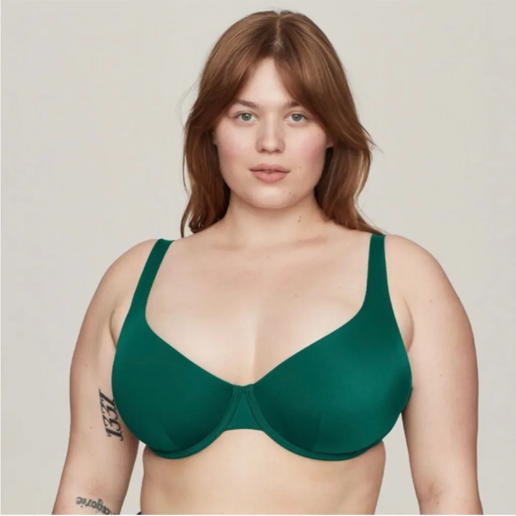 NWT CUUP The Scoop Swim Bikini Top Size 14 Green - Image 2