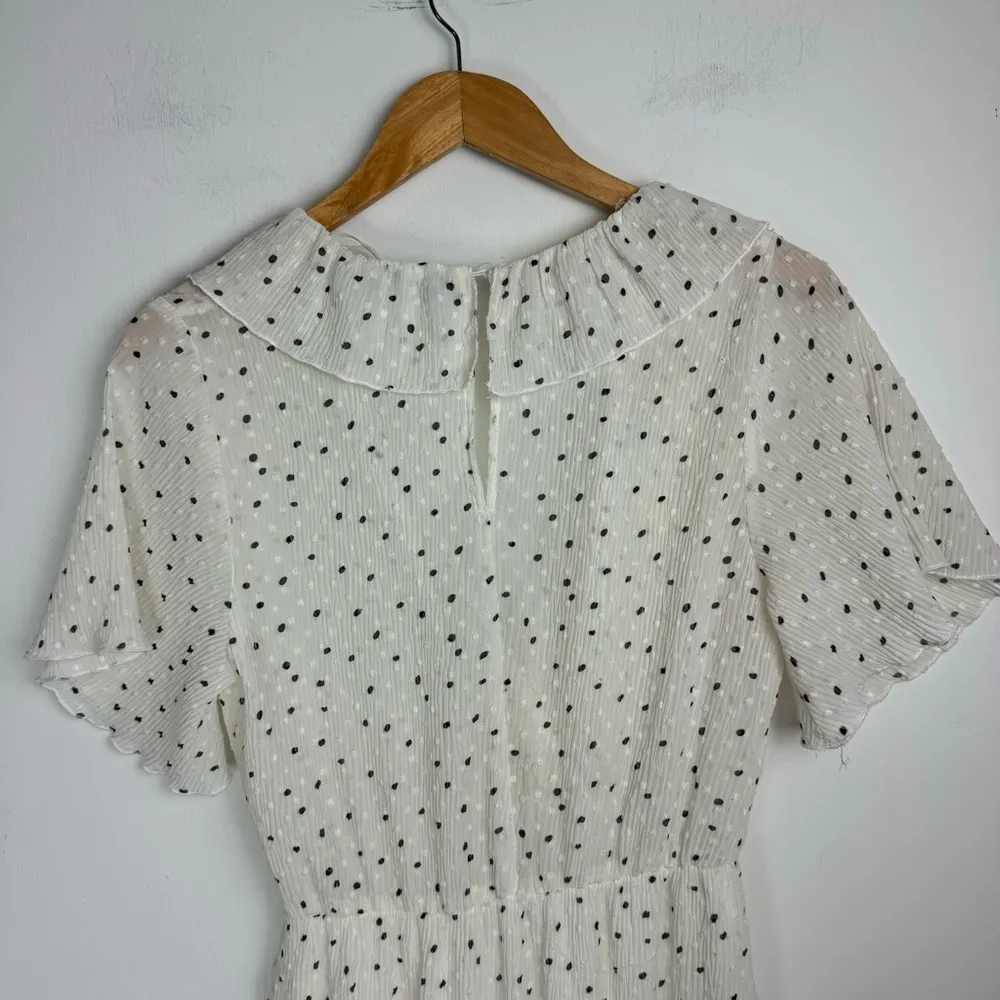 Zara Polka Dot Mini Dress Sz Small Swiss Dot Ruffle Flutter Sleeves - Image 12