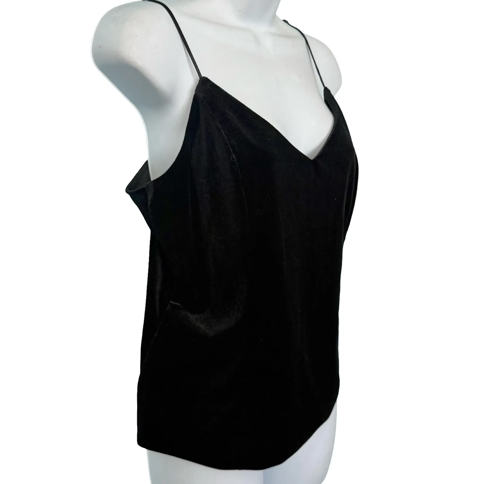 Banana Republic Black Velvet Spaghetti Strap Tank Top Camisole size M NEW Tags - Image 6