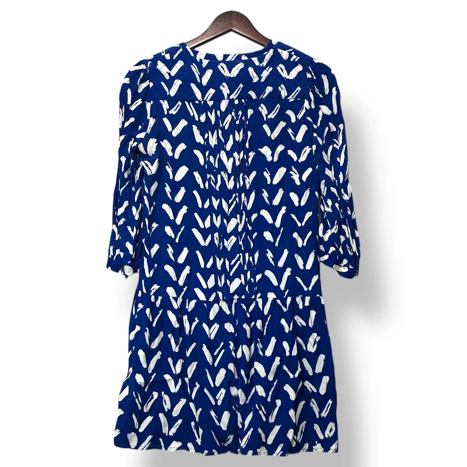Maeve Womens Abstract Print Button Dress XS Blue Anthropologie Boho Resort Chic - Image 3