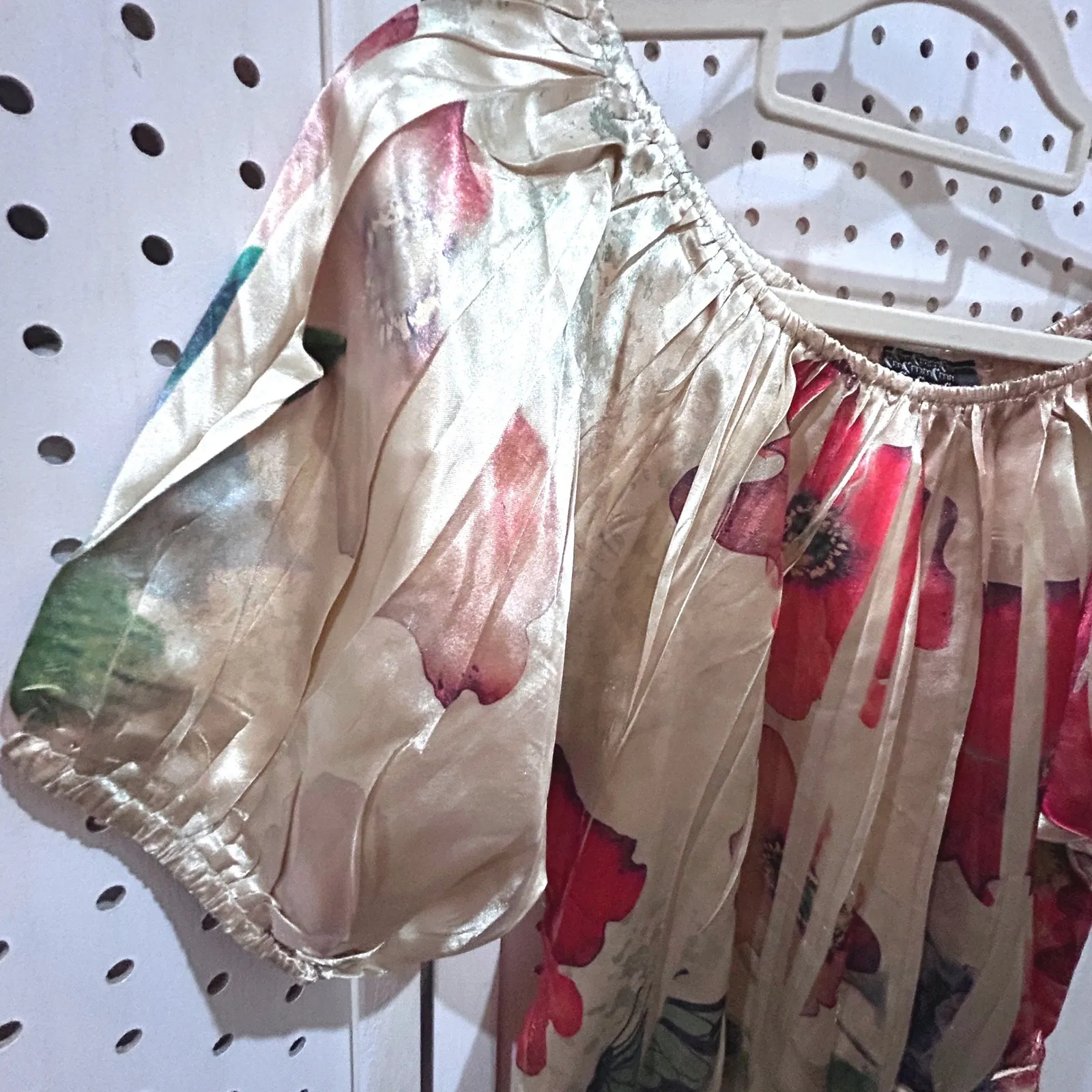 Elegant Butterfly Floral Off Shoulder Blouse Top Sheer Kimono Sleeve Small - Image 4