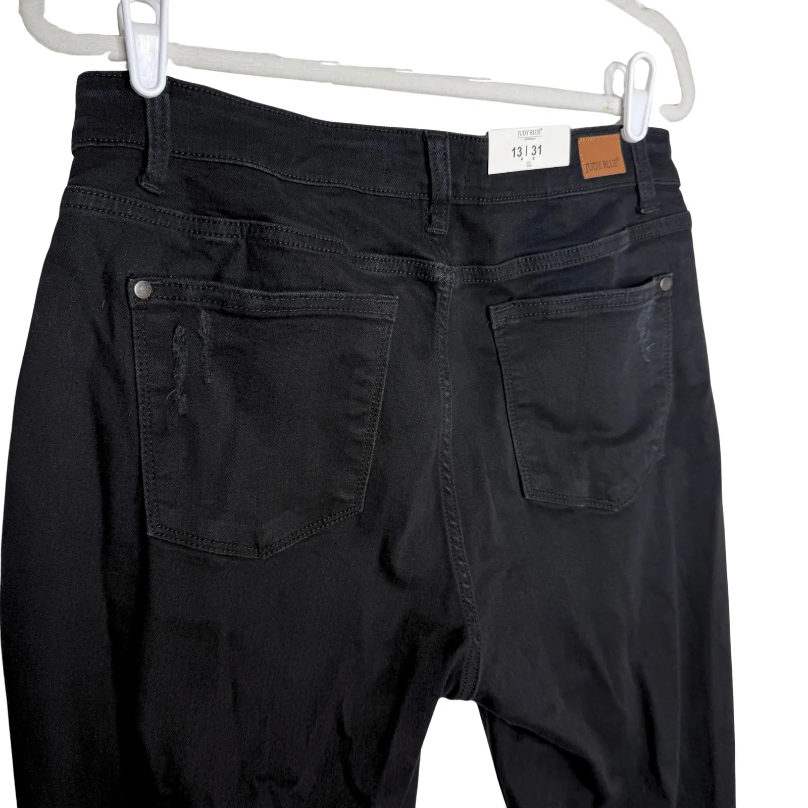 Judy Blue Distressed Boyfriend Jeans Size 13/31 Black Denim Relaxed Fit Stretchy - Image 9