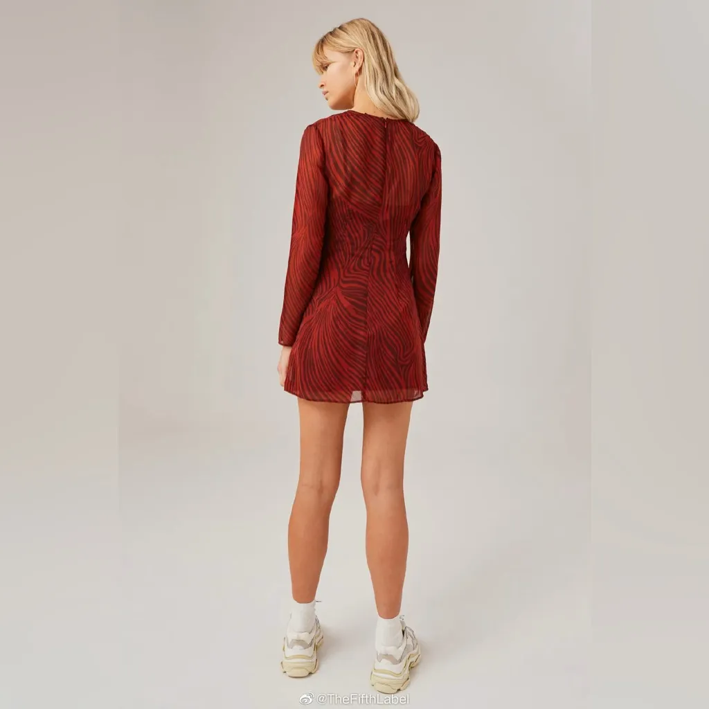 The Fifth Label Region Long Sleeve Mini Dress Dark Merlot Zebra Size Small NWT - Image 3