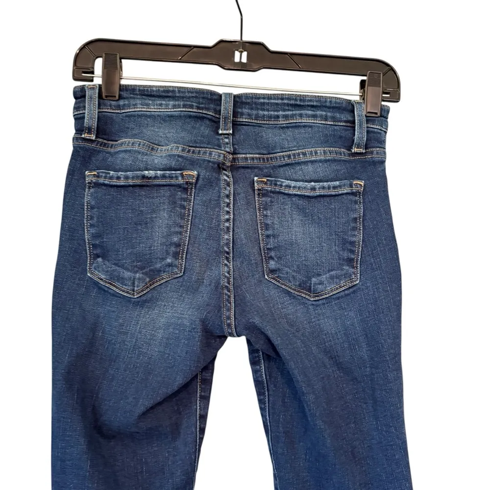 Flying Monkey Button Fly Frayed Tulip Hem Shredded Dark Wash Skinny Jeans. - Image 8