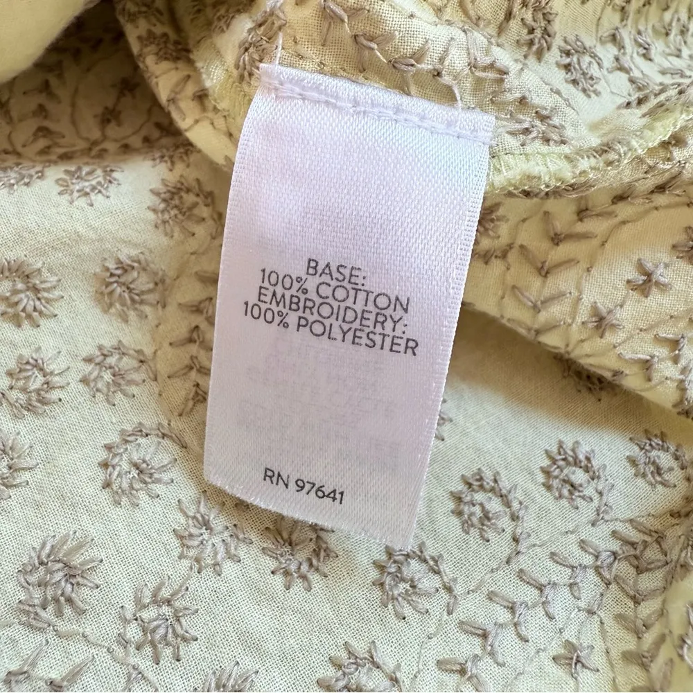 J. Jill Pale Key Lime Lightweight Cotton Embroidered Button Down Shirt Yellow Size XS - Image 4