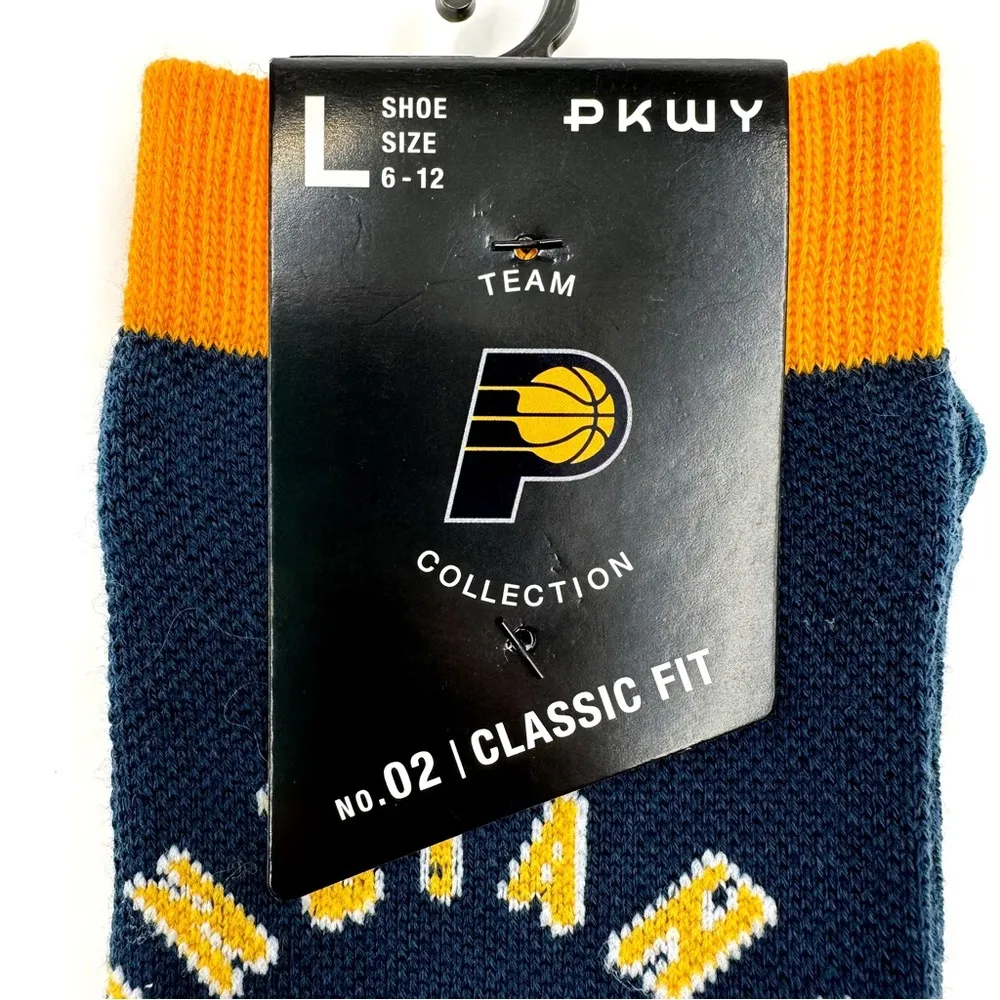 Indiana Pacers Basketball Crew Socks Mens Womens NBA Navy Blue Yellow Fan Gift - Image 2