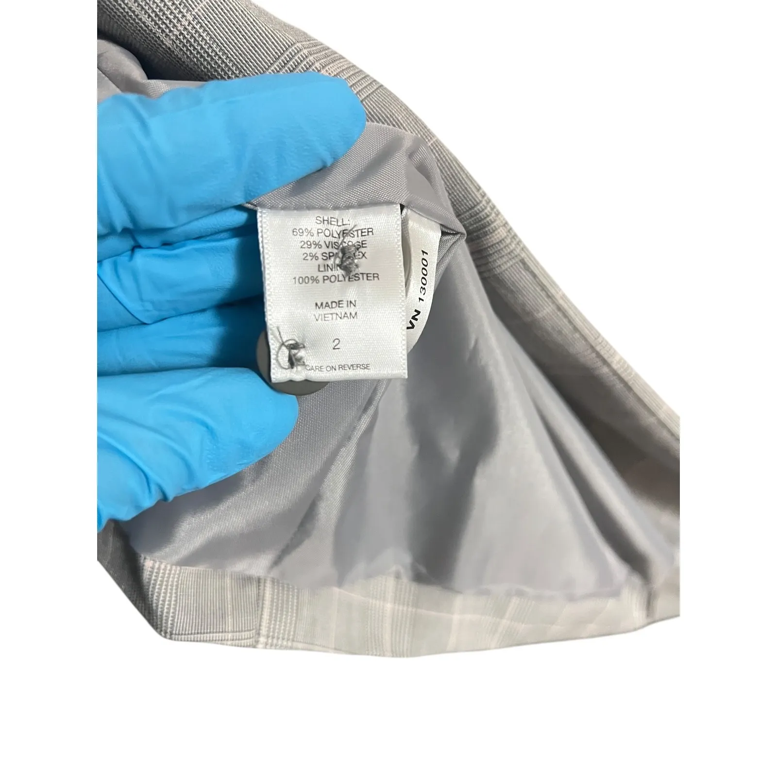 NY&C Women's Size 2 Stretch Plaid Blazer Career Workwear Jacket Office Gray - Image 5