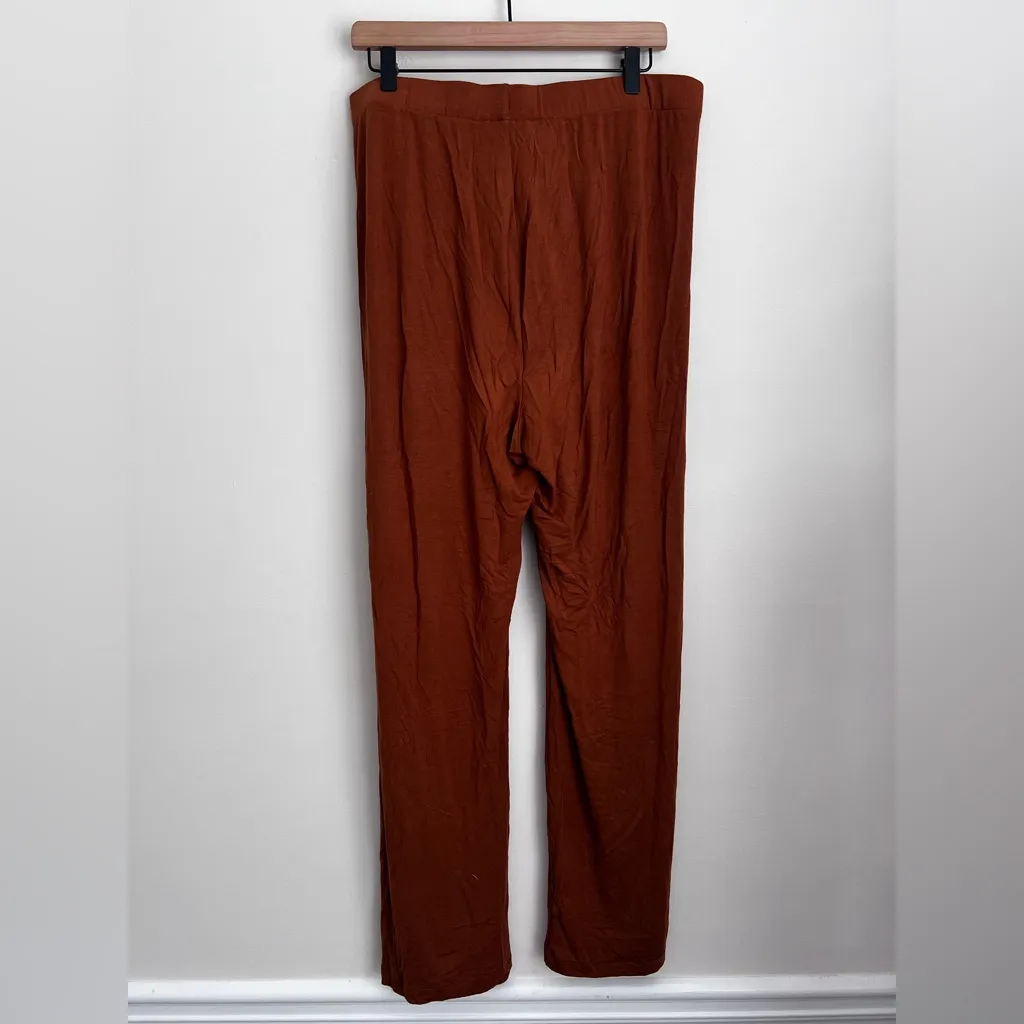 SKIMS Sleep Lounge Pants in Copper brown wide leg L - Image 3