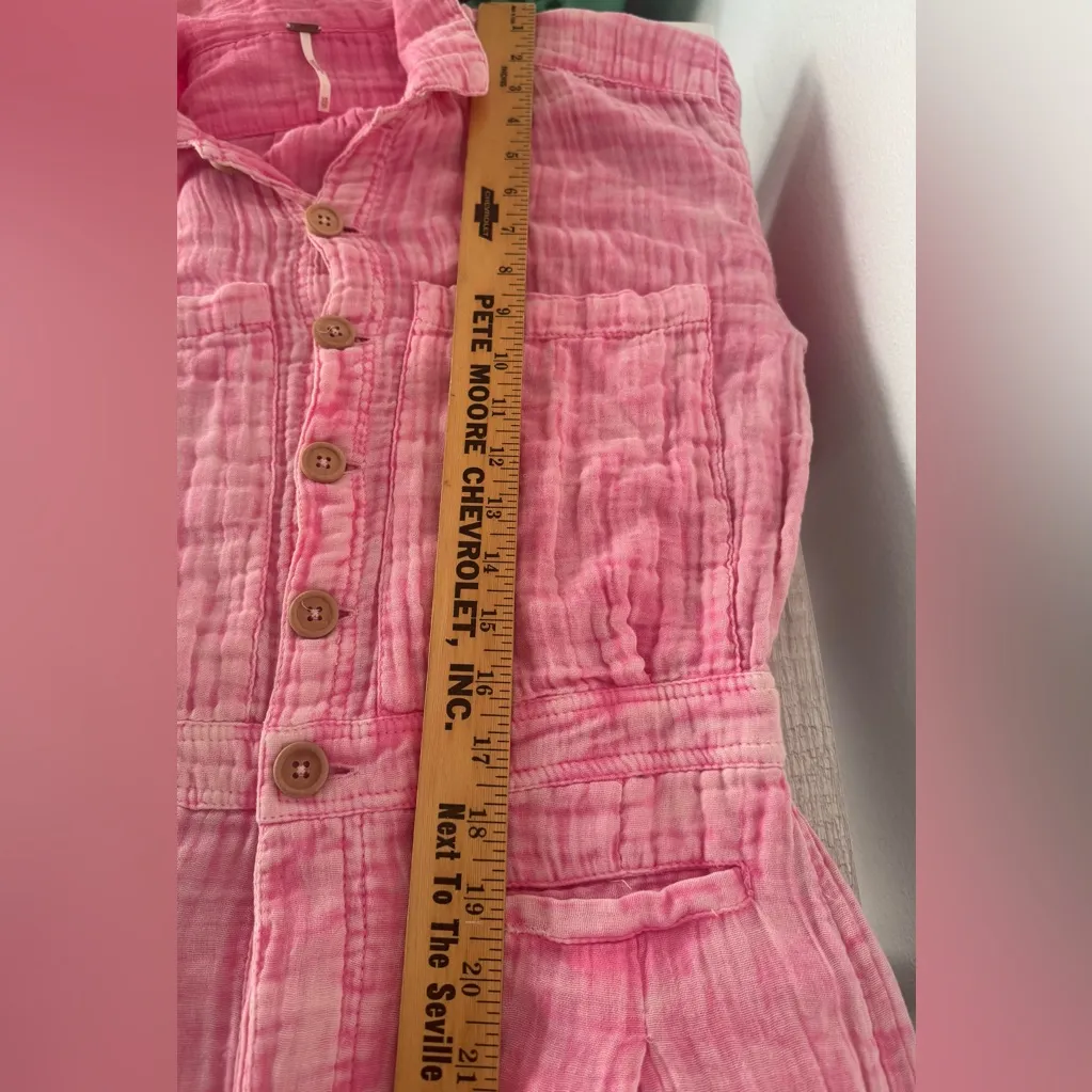 Free People Madrid Double Cloth One Piece Jumpsuit Cotton Gauze Boho Barbie XS - Image 8