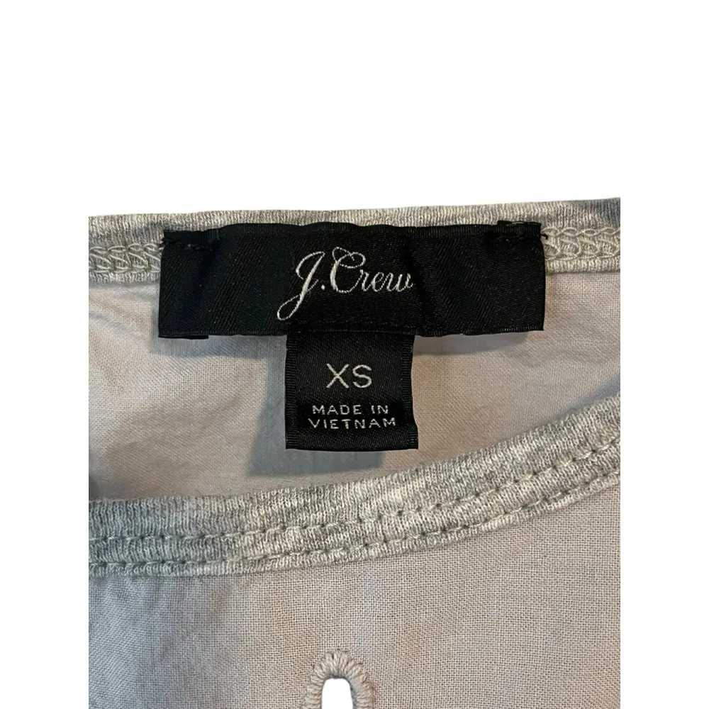 J.Crew Blouse Womens XS Gray Short Sleeve Lace Boho Round Neck Peasant Top NEW - Image 5