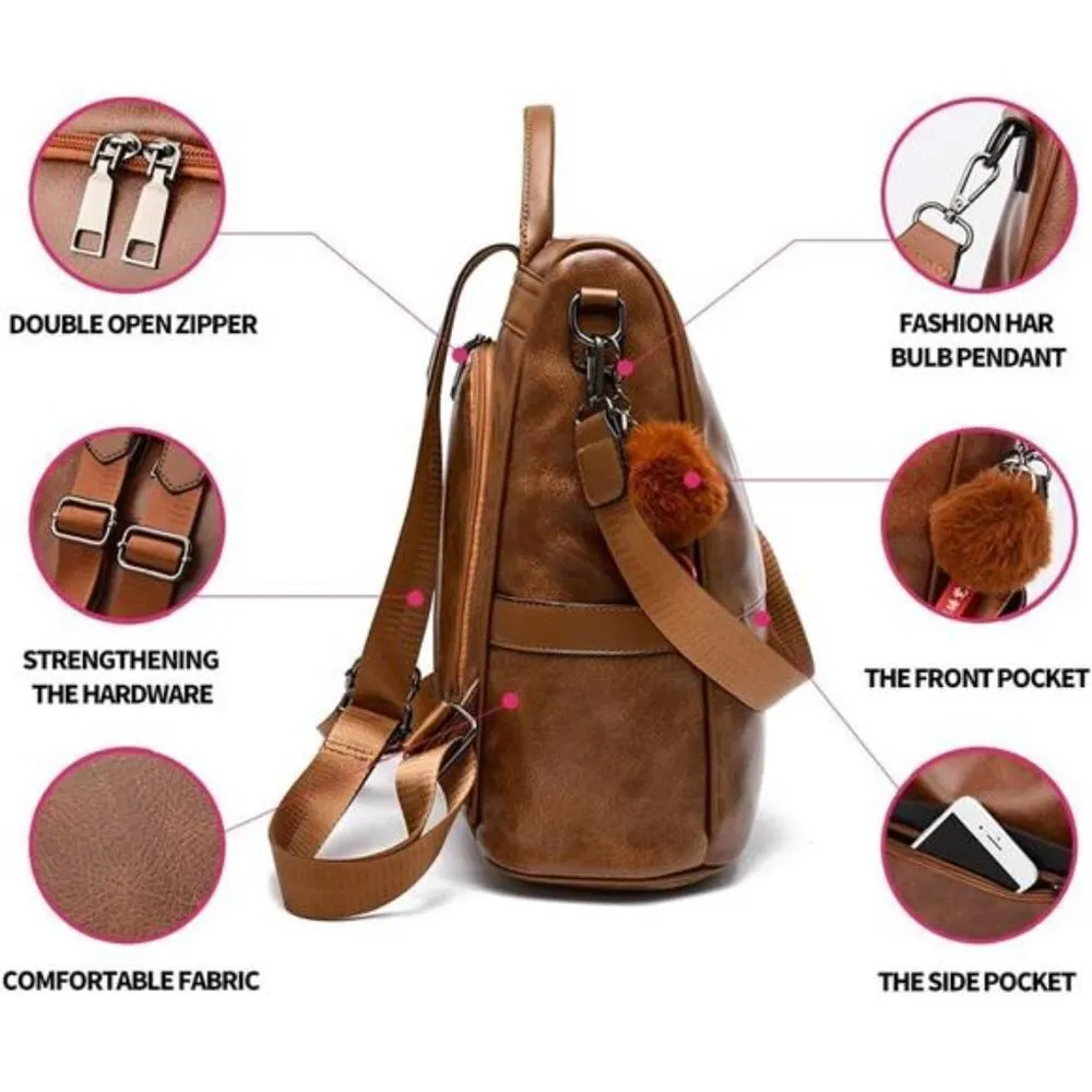 Women Backpack Purse PU Leather/ Casual Shoulder Bag/ Satchel Bags - Image 4