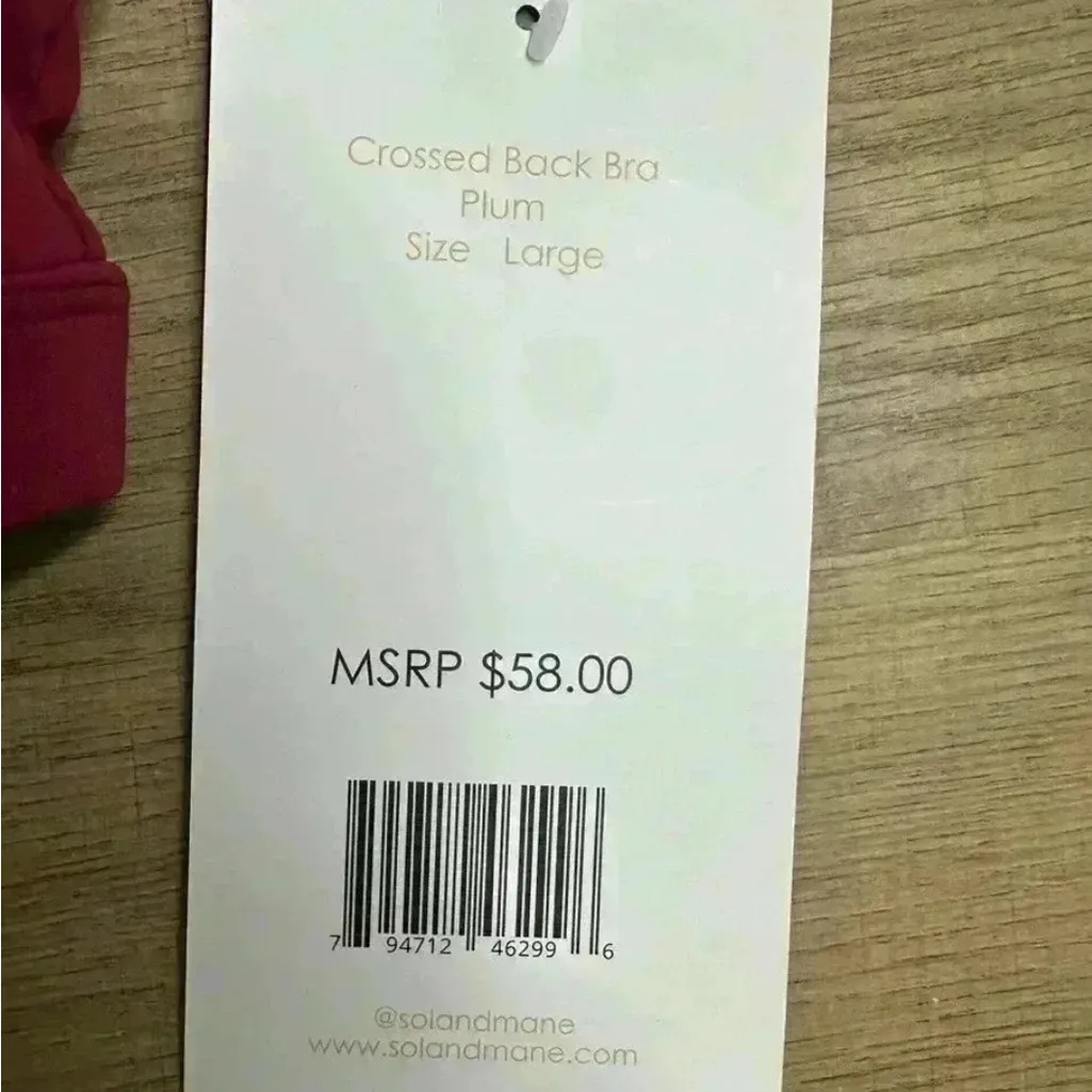 Sol & Mane crossed back sports bra Plum Size Large NWT
Removable pads Pink - Image 5