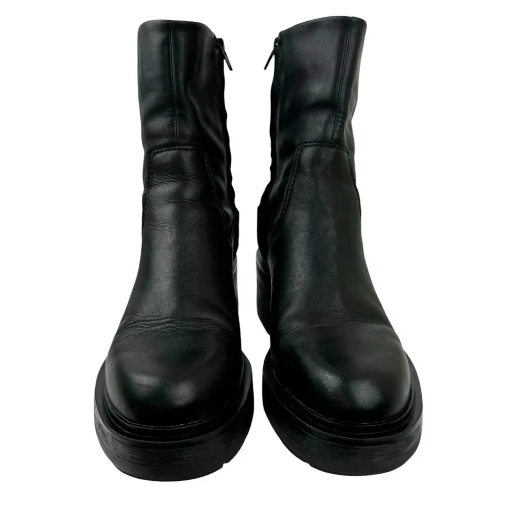 Zara Leather Ankle Platform Combat Boots Chunky Sole 1124/010 Women's Size 41 - Image 6