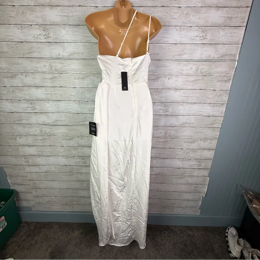 Lulus Signature Elegance White Satin One-Shoulder Maxi Dress White Size XXS - Image 6