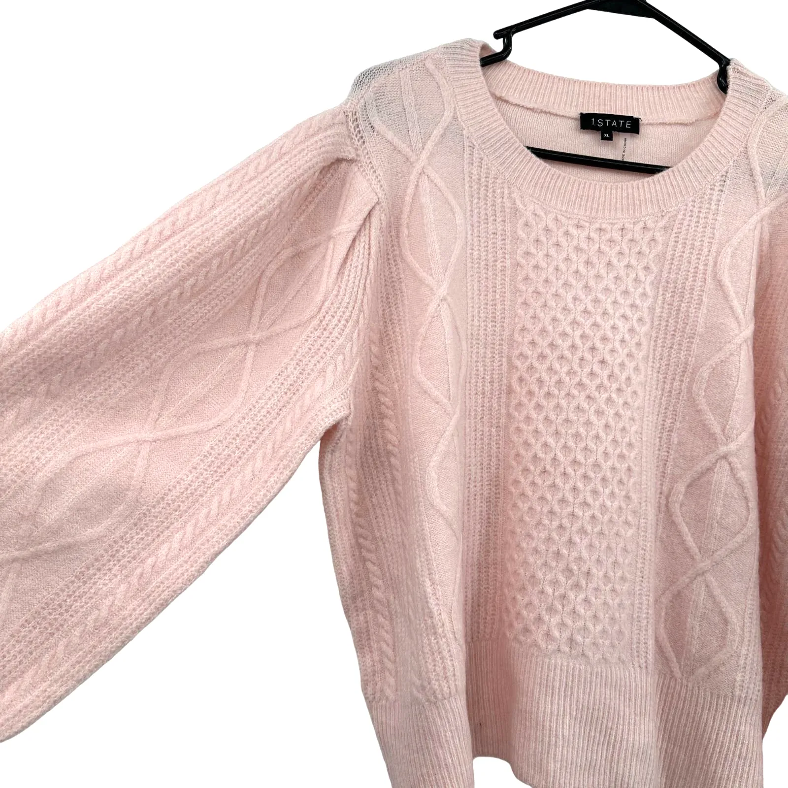 1.State size XL light‎ pink pullover knit sweater cable knit - Image 3