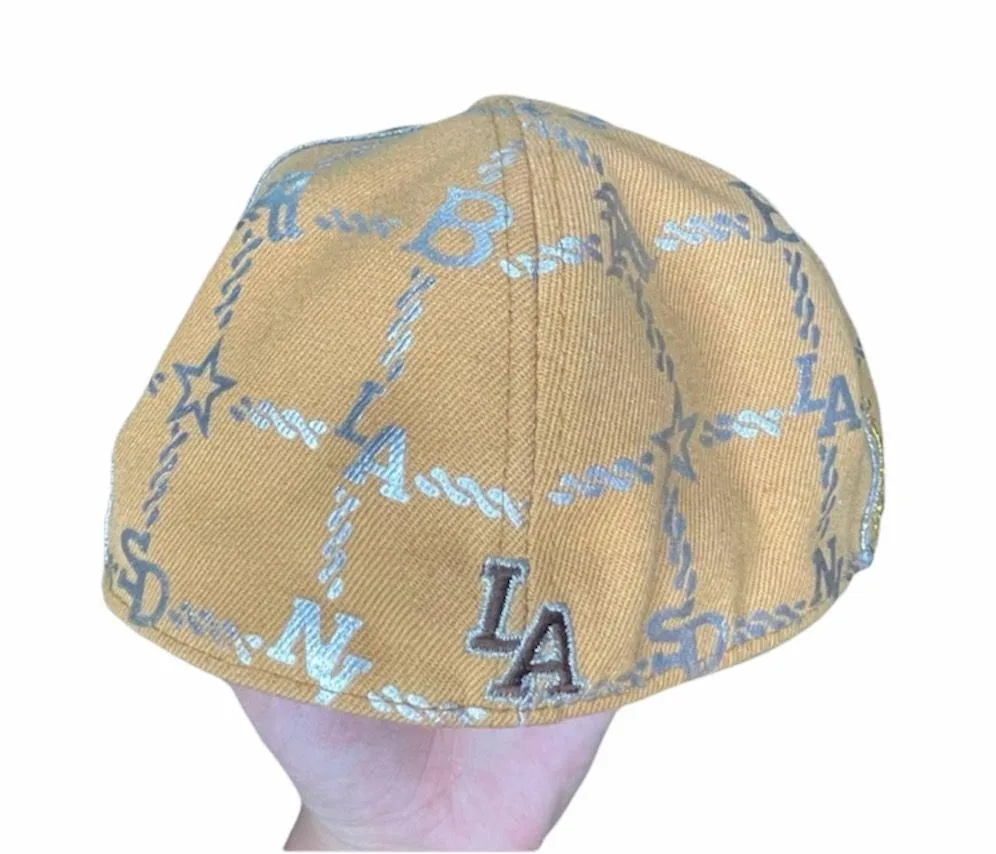 Los Angeles Dodgers Brown Gold Silver LA Fitted Hat - Image 3