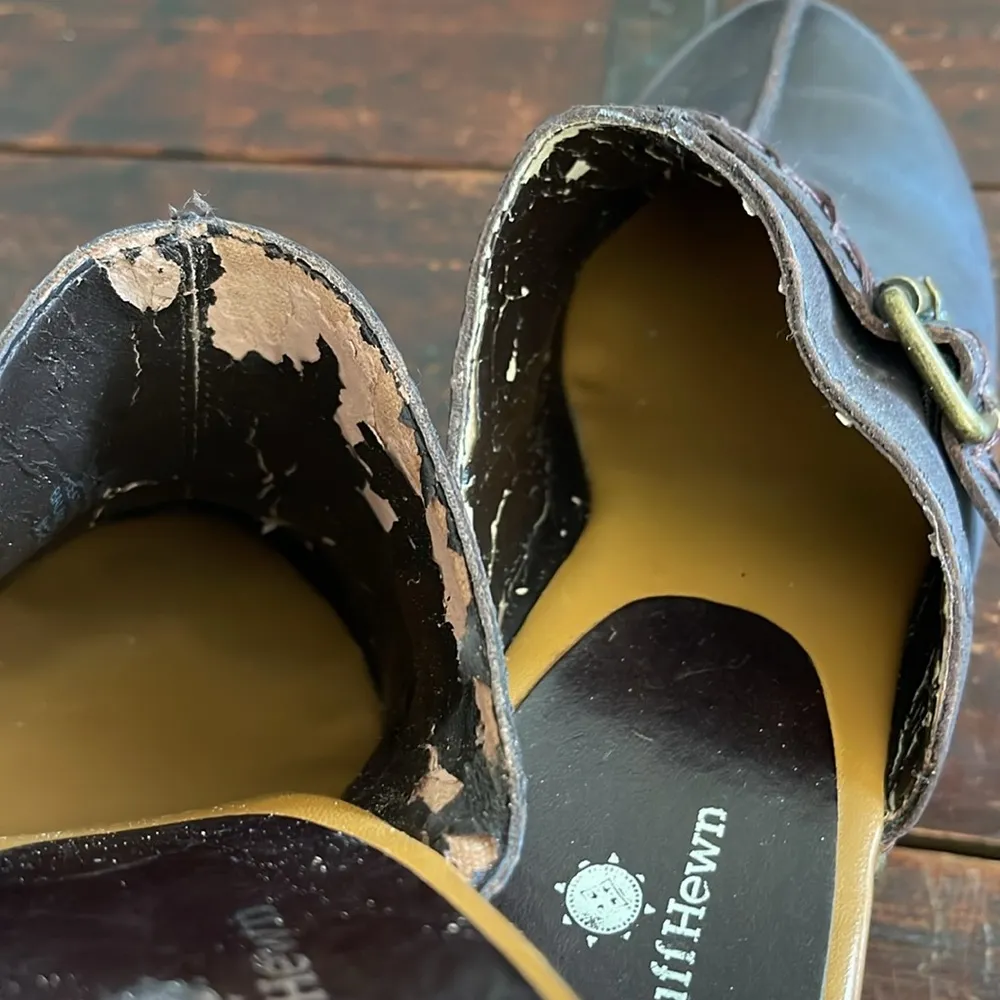 Ruff Hewn  Dark Brown Leather Platform Clogs 3" Size 9 - Image 6