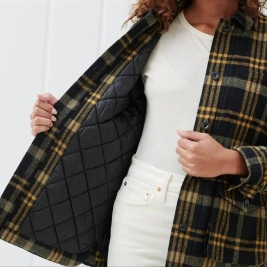 Jenni Kayne Womens Farmhouse Jacket Wool Blend Quilted Lining Yellow Black XXL - Image 3