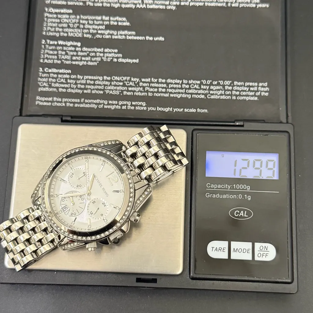 MICHAEL KORS MK5834 Pressley Chrono Bling Silvertone Stainless Steel 39mm Watch - Image 5