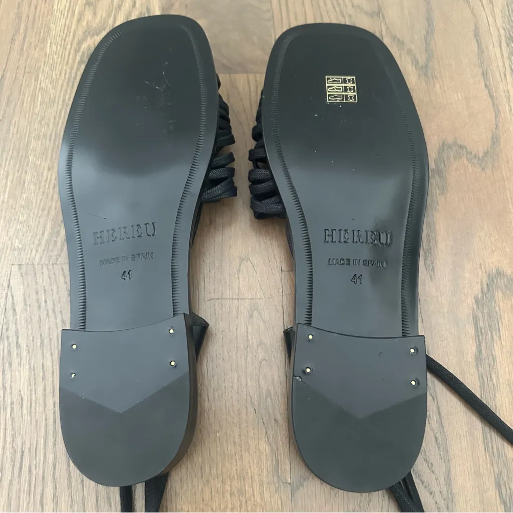 NWT Hereu Women's Consell Ankle Tie Calf Leather Sandal Black Size EU 41 US 10.5 - Image 10