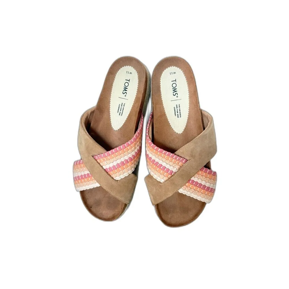 TOMS Womens Paloma Sandal Wide Fit Honey Suede Open Toe Slide Sandals 11 W - Image 2