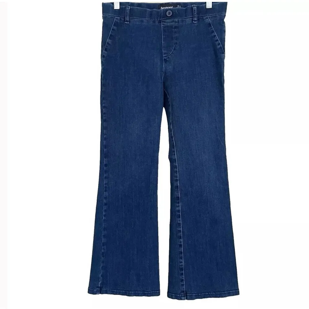 Betabrand Womens Pull On Flair Bootcut Denim Jeans Size Large Stretch Comfy - Image 2